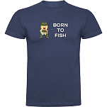 Kruskis CA65500586K150 Футболка с коротким рукавом Born To Fish Голубой Denim Blue 2XL