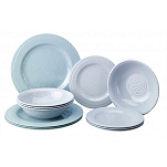 Набор посуды на 4 человека Plastimo Atoll-Line P5242235 12 предметов из белого/голубого меламина