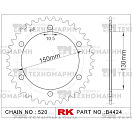 Купить Звезда для мотоцикла ведомая B4424-43 RK Chains 7ft.ru в интернет магазине Семь Футов