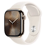Apple MWYY3QL/A  Watch Series 10 GPS + Cellular 46mm Sport Band Золотистый Gold Titanium / Starlight M-L