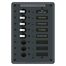 Купить Панель выключателей 8 позиционная Blue Sea Traditional Metal 8159 230В 100А 5 автоматов 133x190.5мм 7ft.ru в интернет магазине Семь Футов