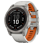 Garmin 010-02777-21 Часы Fenix 7 Pro Sapphire Solar Серебристый Titanium / Fog Grey / Ember Orange Band