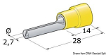 Наконечник цилиндрический с изолирующей муфтой тип штекер 2.5 - 6 мм2 2.7 мм 100 шт/уп, Osculati 14.186.92