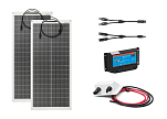 Полный комплект солнечной системы: 2 модуля по 100 Вт, вкл. ШИМ-контроллер VICTRON и проходная панель