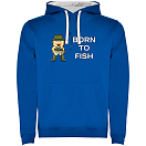 Купить Kruskis SU1067040501K150 Толстовка с капюшоном Born To Fish Two-Colour Голубой Royal Blue / White XL 7ft.ru в интернет магазине Семь Футов