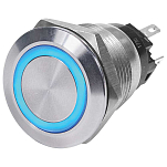 Blue sea systems 4104161 Off-(On) 12V Синий светодиодный переключатель Серебристый Silver 10A