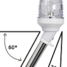 Мачта съёмная наклонная с кольцами для флага 12/24В 1,7Вт 60см белая с огнём 30° для судов до 50м, Osculati 11.160.31
