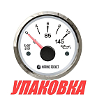 Указатель давления масла 0-10 бар, белый циферблат, нержавеющий ободок, д. 52 мм, Marine Rocket (упаковка из 30 шт.) PGA0010WSMR_pkg_30
