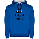 Купить Kruskis SU1067020501S086 Толстовка с капюшоном Keep Calm And Fish Two-Colour Голубой Royal Blue / White M 7ft.ru в интернет магазине Семь Футов