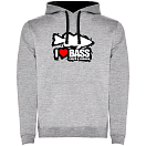 Купить Kruskis SU1067065802K037 Толстовка с капюшоном I Love Bass Two-Colour Серый Heather Grey / Black 3XL 7ft.ru в интернет магазине Семь Футов