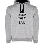 Kruskis SU1067065802S090 Толстовка с капюшоном Keep Calm And Sail Two-Colour Серый Heather Grey / Black 3XL