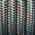 Трос плетеный из Dyneema SK75 оплетка из PesHT Benvenuti SK75-P-* Ø12мм серый с красной сигнальной прядью