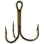 Mustad 35647-BR-12-336 Round Тройной Крючок Золотистый Bronze 12