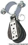 Одношкивный блок на шарикоподшипниках из делрина поворотный с проушиной для леерных стоек Ø 22/25 мм Viadana 22 мм 100 - 700 кг 6 мм, Osculati 55.037.06