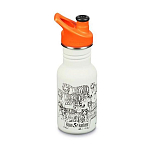 Klean kanteen 1008861 Kid Classic Бутылка из нержавеющей стали 355ml Спорт крышка Белая Tigers