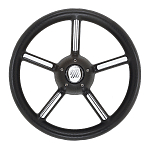 Рулевое колесо Ultraflex V56B/CH 21351A Ø350x95мм рукоятка из чёрного полиуретана с хромированными вставками
