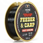 Cralusso 33905-318 Feeder&Carp Coated Fast Sinking 300 m Монофиламент Black 0.180 mm