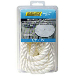 Seachoice 50-42511 9 mm 3 Strand Braided Rope Белая  White 4.5 m 