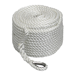 Якорный трос с коушем Santong Rope STALW03 Ø14ммx45м 2200кг из белого полиэстера 3-прядного плетения