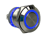 Кнопка без фиксации, подсветка синяя, 12 В, д.19мм SX Tech SXC00005