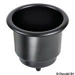 Delux SS black glass holder w/drain hole, 48.430.81