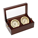 Часы и барометр в деревянном футляре Nauticalia 5345 220x100x76мм из латуни