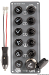 Электрический щиток влагозащищенный IP56 с 5 выключателями 1 гнездо прикуривателя 12В 15А 170x70 мм, Osculati 14.703.00