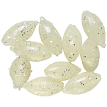 Daiwa PE403962 Овальные силиконовые бусины 15 единицы измерения Белая Phospho Silver Glitter 6 x 12 mm 