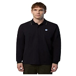 North sails 692454-0999-XXL Поло с длинным рукавомным рукавом Basic Черный Black 2XL