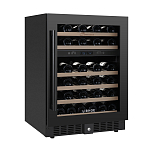 Винный шкаф двухзонный встраиваемый Libhof Connoisseur CXD-46 Black 595х585х820мм на 46 бутылок черный с белой подсветкой под столешницу с угольным фильтром
