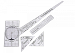 Навигационный набор с линейкой курса и вспомогательной линейкой / 2 вспомогательными треугольниками
