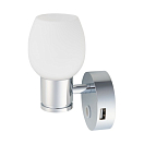 SEATEC LED Wall Light, round / with touch switch and USB charging port 29809-bvs