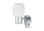 SEATEC LED Wall Light, round / with touch switch and USB charging port 29809-bvs