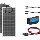 Солнечная установка начального уровня: 2 модуля мощностью 100 Вт, вкл. VICTRON ШИМ-контроллер