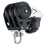 Harken 2617 Тройной карбоновый блок с кулачковым фиксатором 57 mm Black / Silver