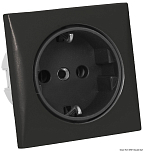 AC socket 220V Schuko type black, Osculati 14.492.11