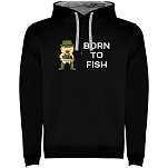 Kruskis SU1067060258K150 Толстовка с капюшоном Born To Fish Two-Colour Черный Black / Grey 3XL