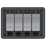 Blue sea systems 661-8262 Contura Water Resistant 12V DC Panel 4 Position Черный Black / Grey