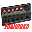 Панель бортового питания 5 переключателей, USB зарядка, индикация, автоматы (упаковка из 6 шт.) AAA 10226-BKU_pkg_6