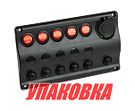 Панель бортового питания 5 переключателей, USB зарядка, индикация, автоматы (упаковка из 6 шт.) AAA 10226-BKU_pkg_6