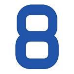 Регистрационная цифра "8" из самоклеящейся ткани Bainbridge SN380BU8 380 мм синяя