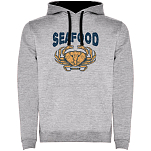 Kruskis SU1067025802C066 Толстовка с капюшоном Seafood Crab Two-Colour Серый Heather Grey / Black M