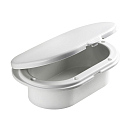 Купить Встраиваемый бокс для судового душа/смесителя Oval 185x131мм с крышкой из белого пластика с боковым вырезом, Osculati 15.900.02 7ft.ru в интернет магазине Семь Футов