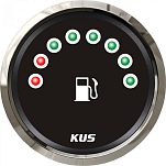 Светодиодный указатель уровня топлива KUS BS KY10034 Ø52мм 12/24В IP67 240-33Ом 8 светодиодов чёрный/нержавейка