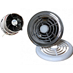 Вытяжной вентилятор с встроенным LED светильником SwiftAir SW-DC24V-4R2 Ø140мм 24В 1,5/4,8Вт 7,2м3/ч 6000К с декоративными кольцами из белого и хромированного АБС-пластика, Osculati 13.582.24