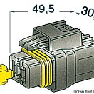 Watertight connector 2 female terminals, 14.230.10