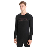 Icebreaker 0A56HU001M Базовый слой с длинным рукавом 200 Oasis Crewe Ski Stripes Черный Black M