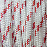 Фал двойного плетения Monteisola Corde Dyneema SK75 DTD8 1м Ø8мм из белого волокна Dyneema SK75 с красной сигнальной прядью
