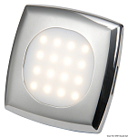 Встраиваемый LED светильник Square 12/24В 4Вт 80Лм белый свет накладка из нержавеющей стали, Osculati 13.443.41