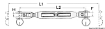 Turnbuckle fixed fork 1/2 cable 7 mm, 07.186.06